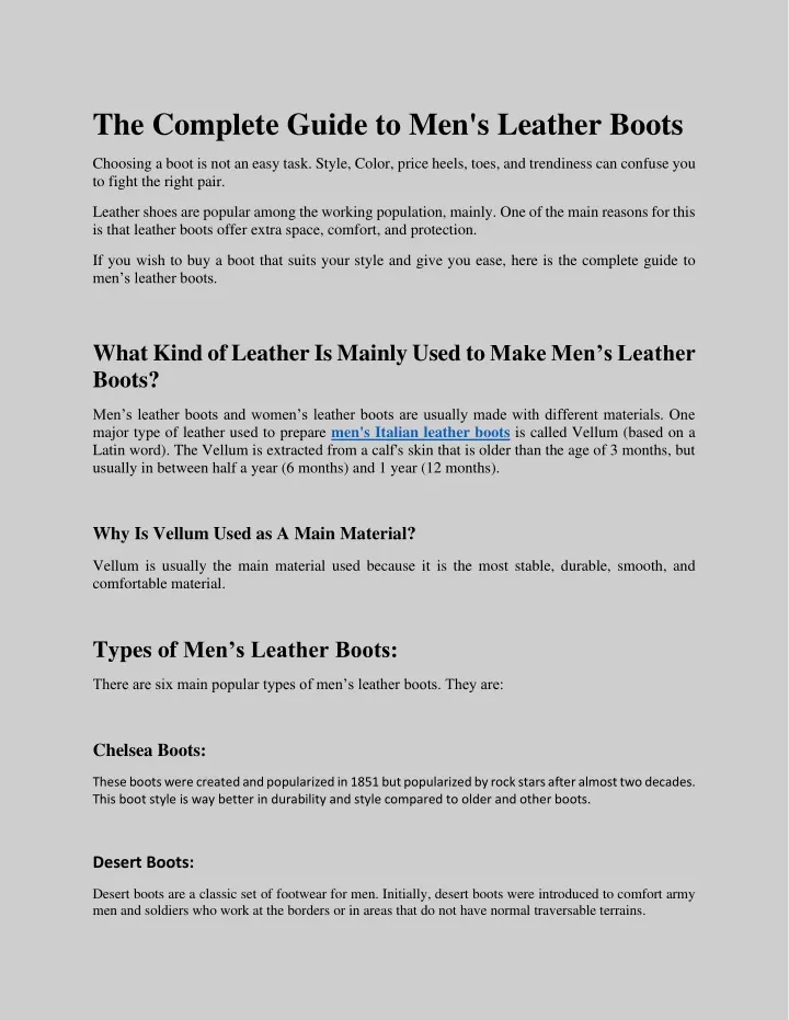 the complete guide to men s leather boots