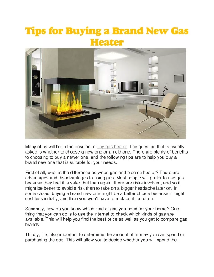 tips for buying a brand new gas heater