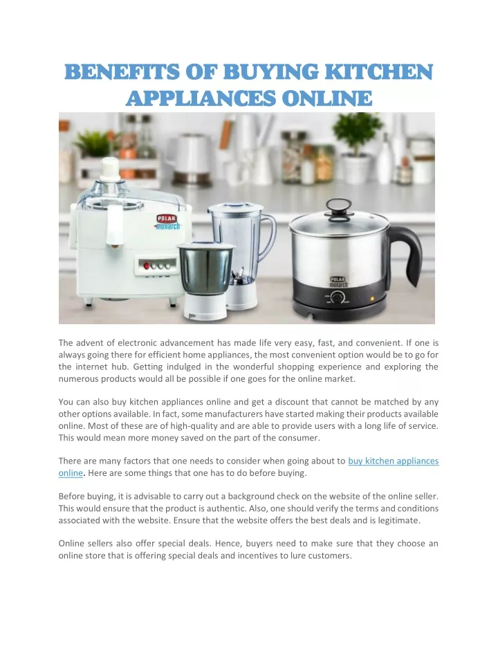 benefits of buying kitchen appliances online