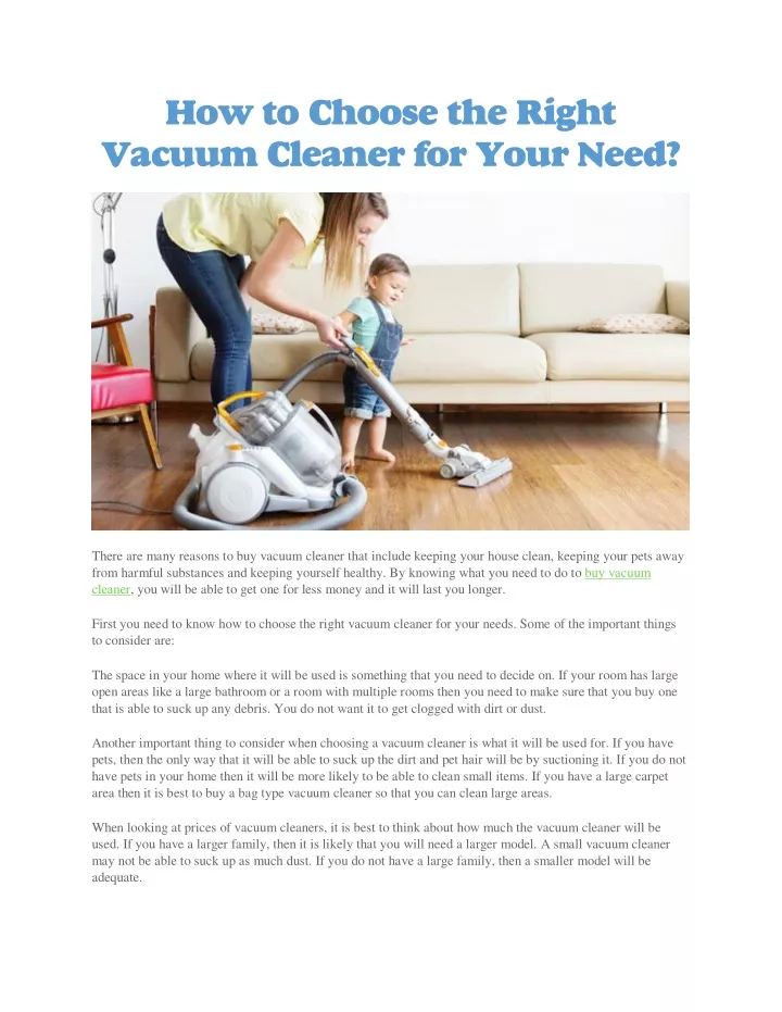 how to choose the right vacuum cleaner for your