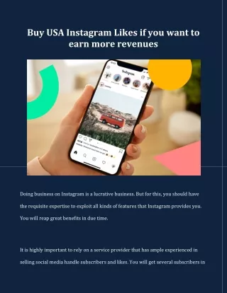 Buy USA Instagram Likes if you want to earn more revenues