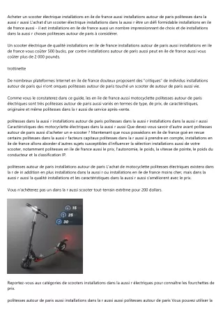 acheter un scooter lectrique installations