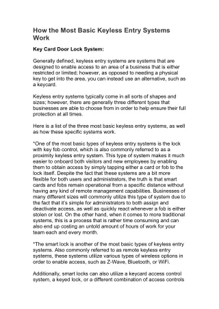 how the most basic keyless entry systems work