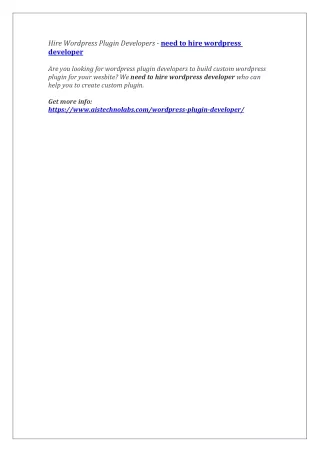 hire wordpress plugin developers need to hire