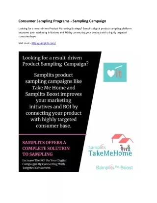 Consumer Sampling Programs - Sampling Campaign