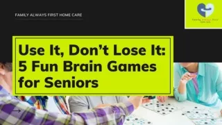 Great Brain Games For Seniors | Family Always First Home Care
