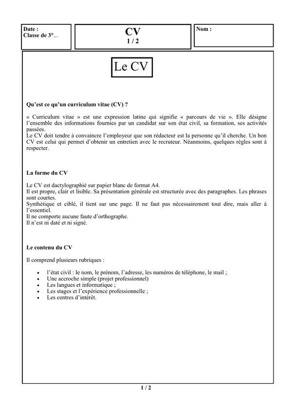 rediger son cv