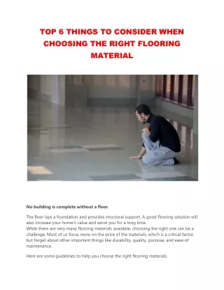 TOP 6 THINGS TO CONSIDER WHEN CHOOSING THE RIGHT FLOORING MATERIAL