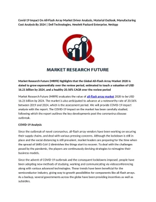 covid 19 impact on all flash array market driver