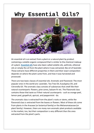 Why Essential Oils?