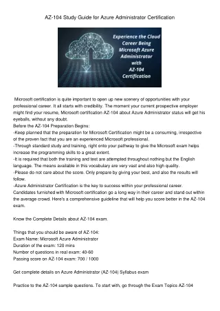 az 104 study guide for azure administrator