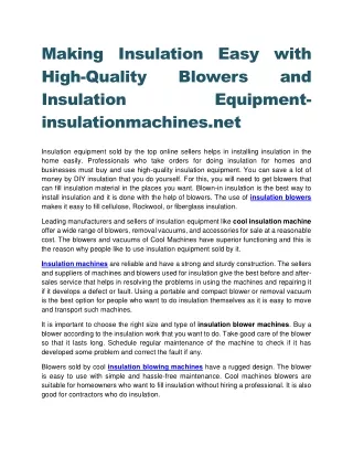 making insulation easy with high quality blowers