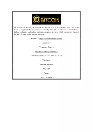 at vancouver bitcoin all transactions happen face