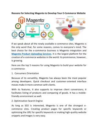 reasons for selecting magento to develop your