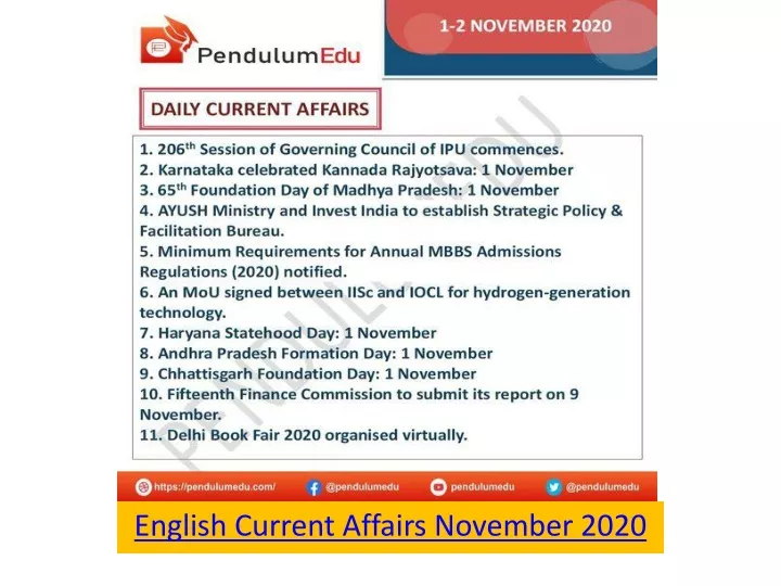english current affairs november 2020