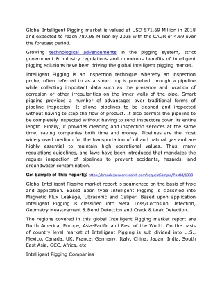 global intelligent pigging market is valued