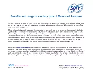 benefits and usage of sanitary pads menstrual
