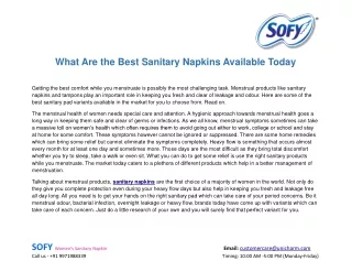 what are the best sanitary napkins available today
