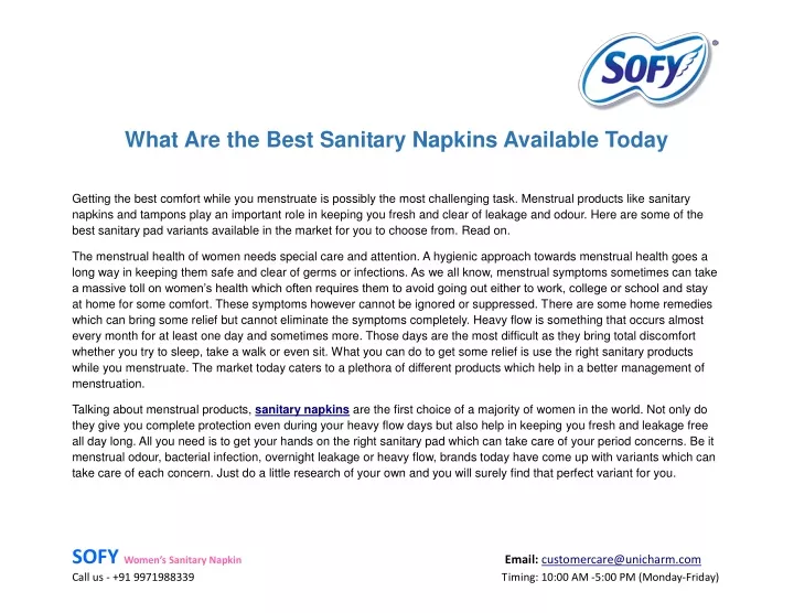 what are the best sanitary napkins available today