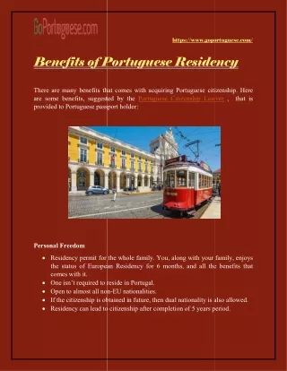 Benefits of Portuguese Residency.