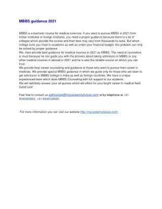 mbbs guidance 2021 mbbs is a bachelor course
