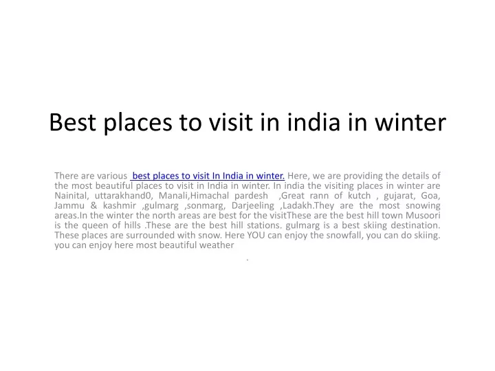 best places to visit in india in winter