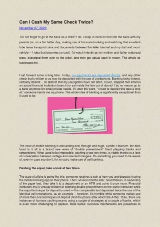 can i cash my same check twice november 07 2020