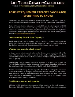 Forklift Equipment Capacity Calculator - Everything to Know!