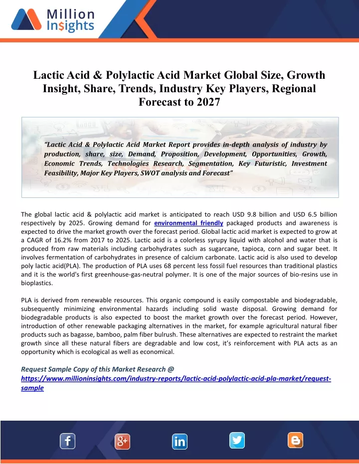 lactic acid polylactic acid market global size