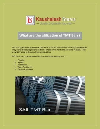 what are the utilization of tmt bars
