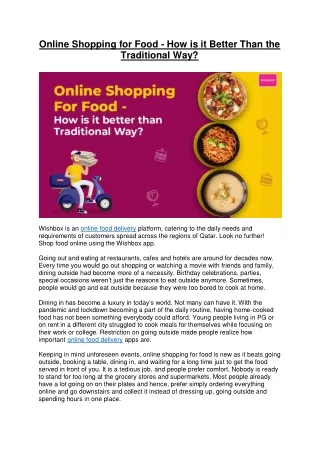 Online Shopping for Food - How is it Better Than the Traditional Way?