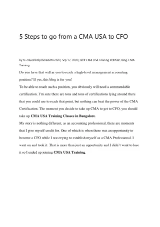 5 steps to go from a cma usa to cfo