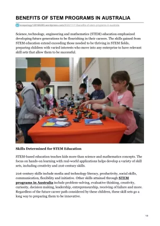 benefits of stem programs in australia