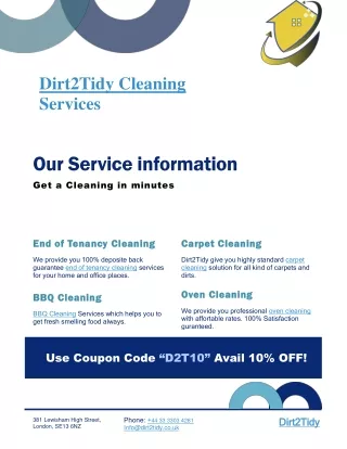 Dirt2Tidy Cleaning services in uk