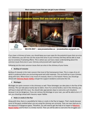 Most common issues that you can get in your chimney