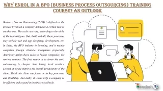 why enrol in a bpo business process outsourcing