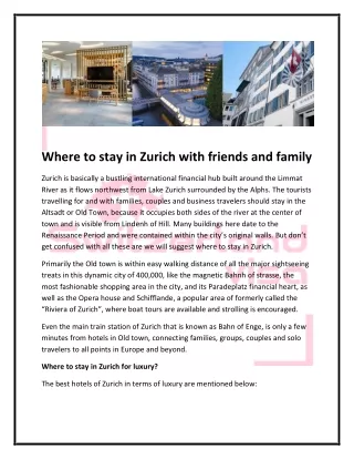 where to stay in zurich with friends and family