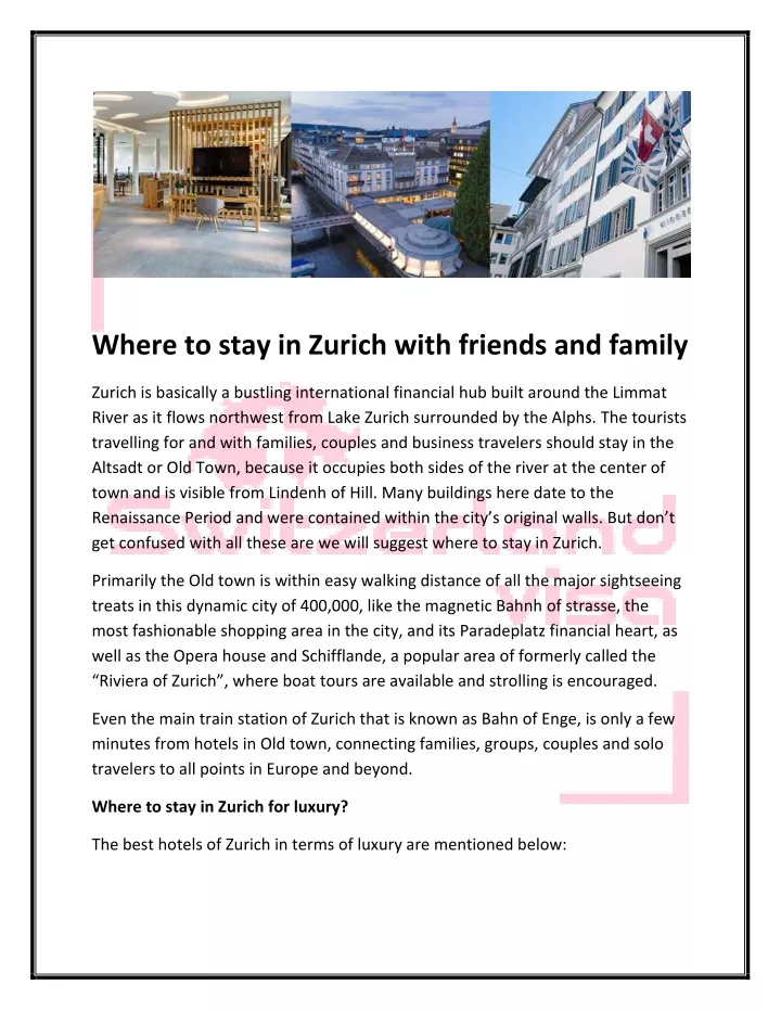 where to stay in zurich with friends and family