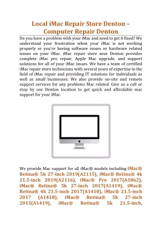 local imac repair store denton computer repair