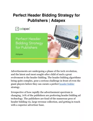 Perfect Header Bidding Strategy for Publishers | Adapex.