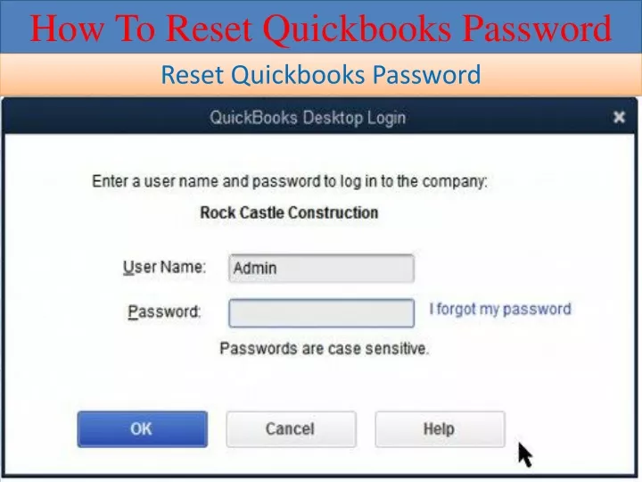 how to reset quickbooks password