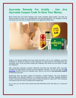 Ayurveda Remedy For Acidity - Use Jiva Ayurveda Coupon Code To Save Your Money