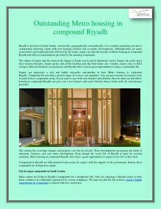 Outstanding Metro housing in compound Riyadh