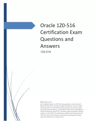 [UPDATED] Oracle 1Z0-516 Certification Exam Questions and Answers