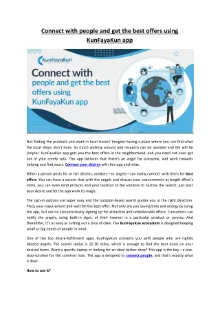 Connect with people and get the best offers using KunFayaKun app
