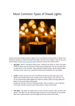 most common types of diwali lights most common