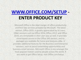Office.com/setup - Enter Product Key - www.office.com/setup