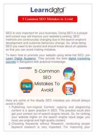 5 common seo mistakes to avoid