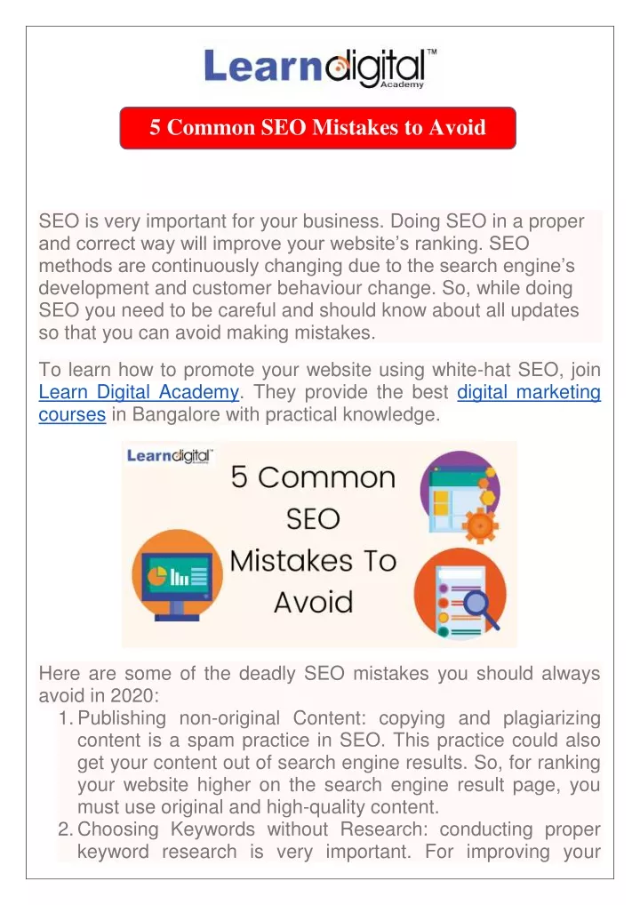 5 common seo mistakes to avoid
