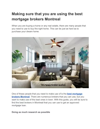 making sure that you are using the best mortgage